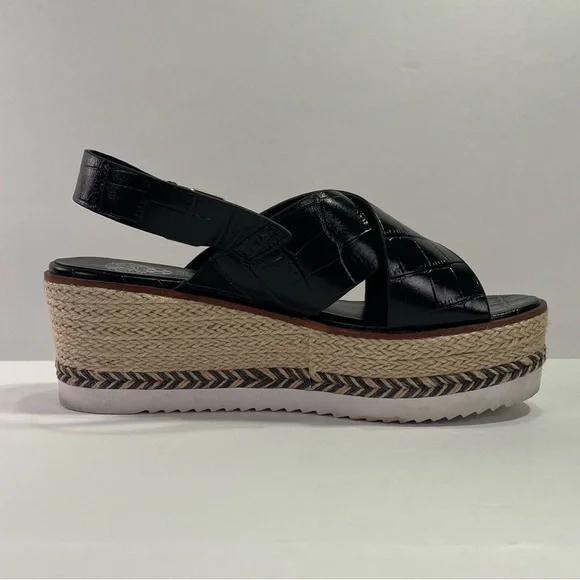 Vince Camuto Marietten Embossed Espadrille Platform Sandals - black croc, 8.5 - Picture 7 of 12
